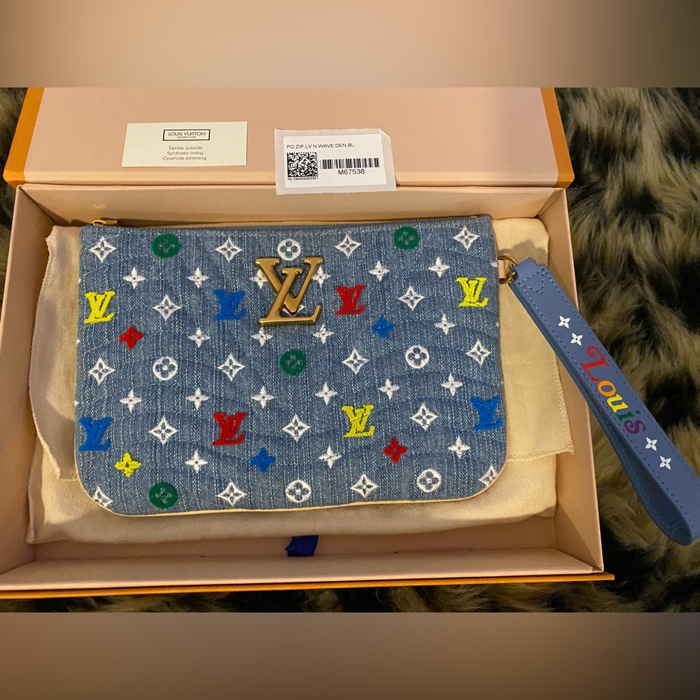 NWT LOUIS VUITTON DENIM MONOGRAM NEW WAVE POCHETTE - Picture 1 of 6